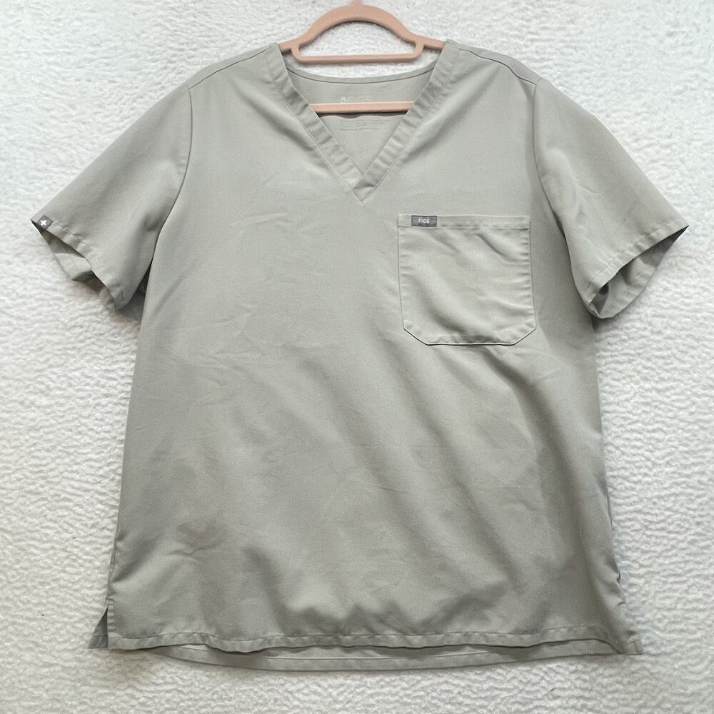 Figs Scrub Shirt Womens XL Beige Catarina Technical Collection Pocket Medical